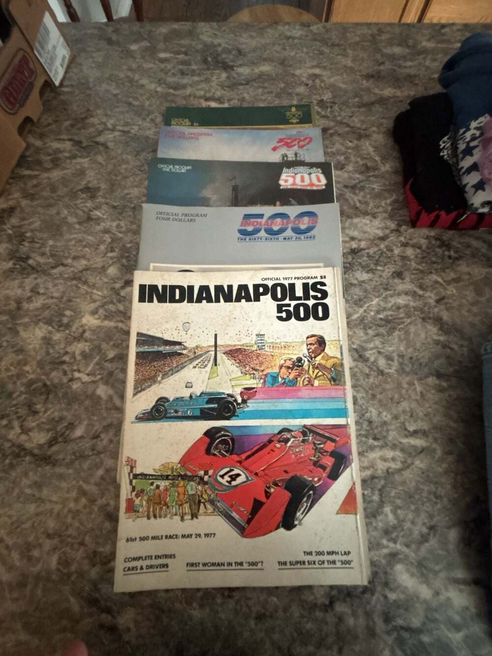 Lot of 5 Vintage Indianapolis 500 Official Programs from 1977, 1982, and various